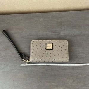 Dooney & Bourke Large Zip Around Wristlet Wallet Ostrich Collection Gray
